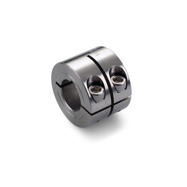 Keyed Shaft Collar, 1pc Double Wide, Bore 0.3750", Stainless, OD 7/8"